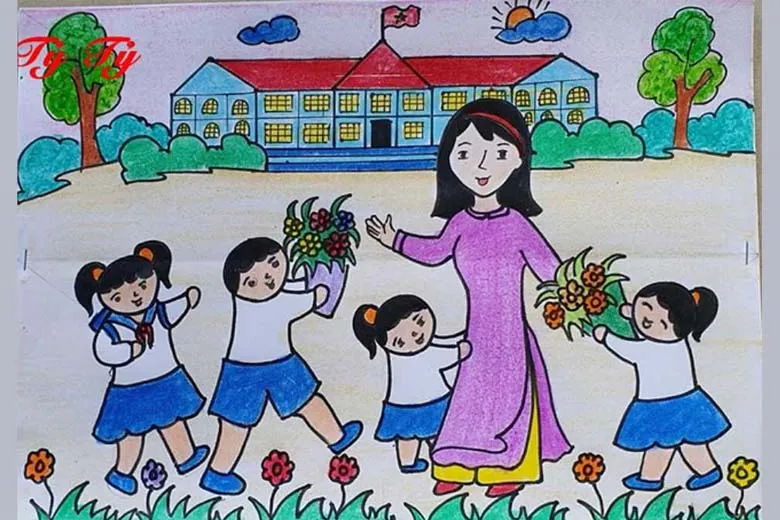Mẫu tranh 20/11 đơn giản