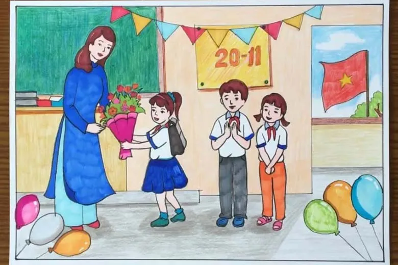 Tranh vẽ về công ơn dạy dỗ