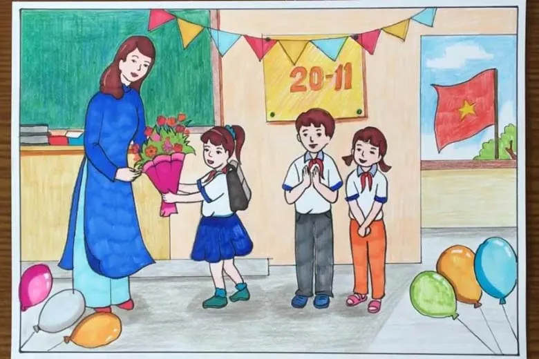 Tranh vẽ phong cảnh trường học