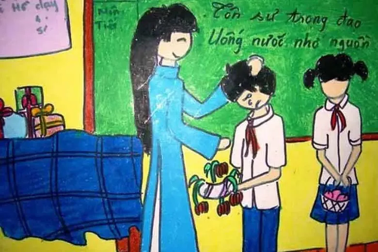 Tranh vẽ thầy cô và học trò