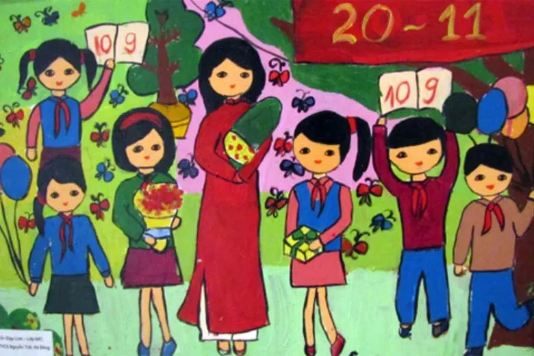 Cách vẽ tranh chủ đề 20/11