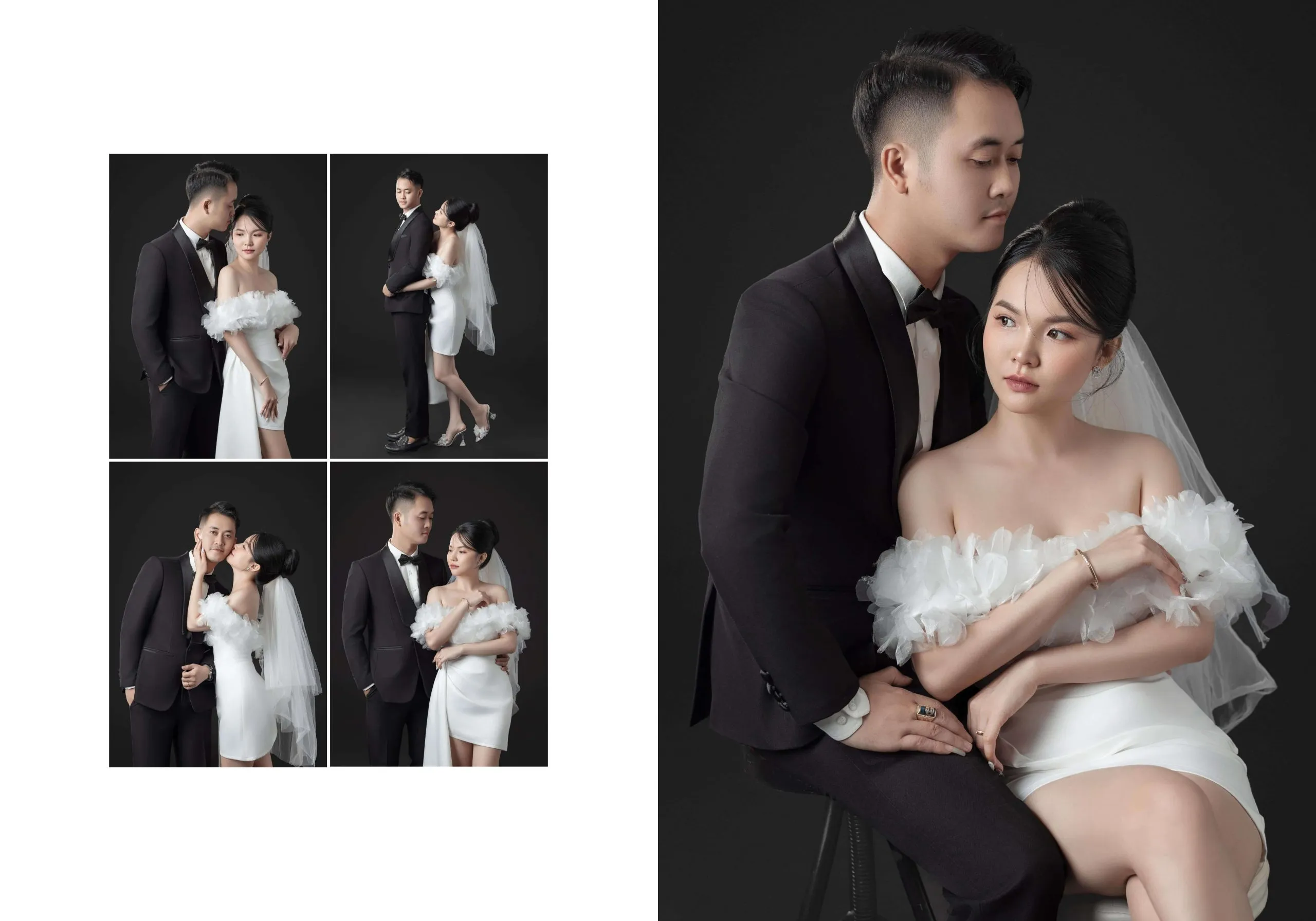Phông nền đen sang trọng cho ảnh cưới studio phong cách bí ẩn