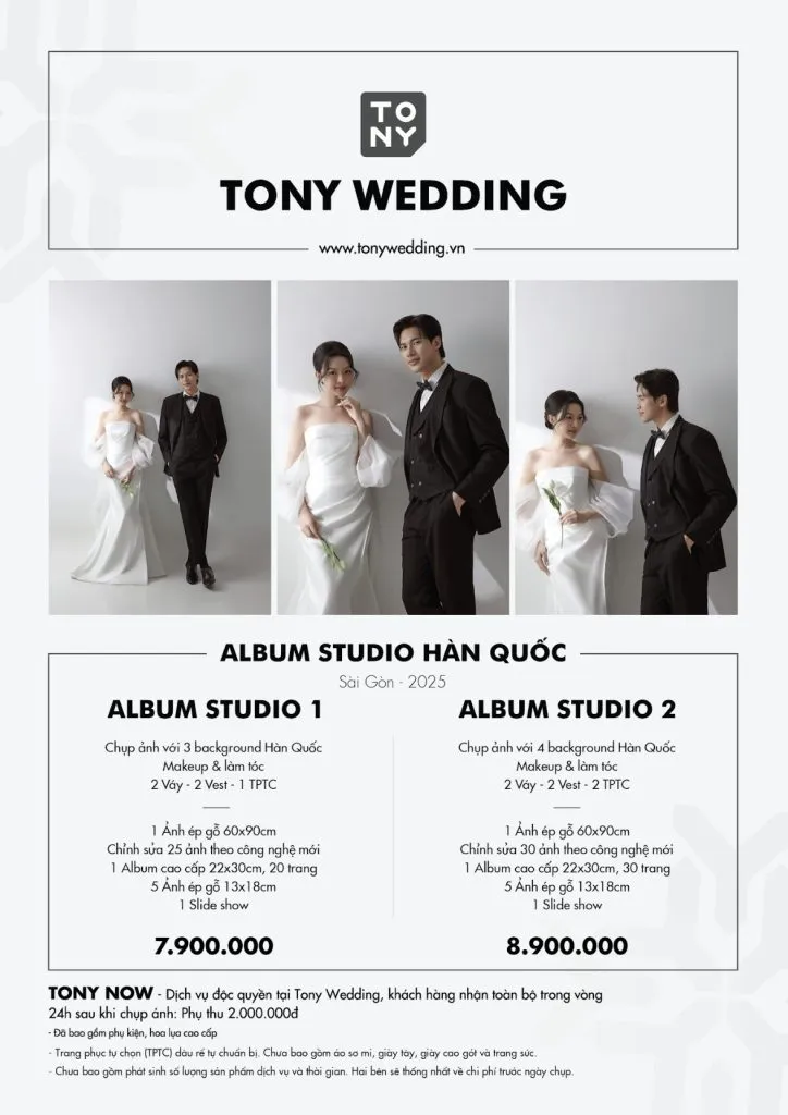 Bảng giá chụp ảnh studio Hàn Quốc 2025