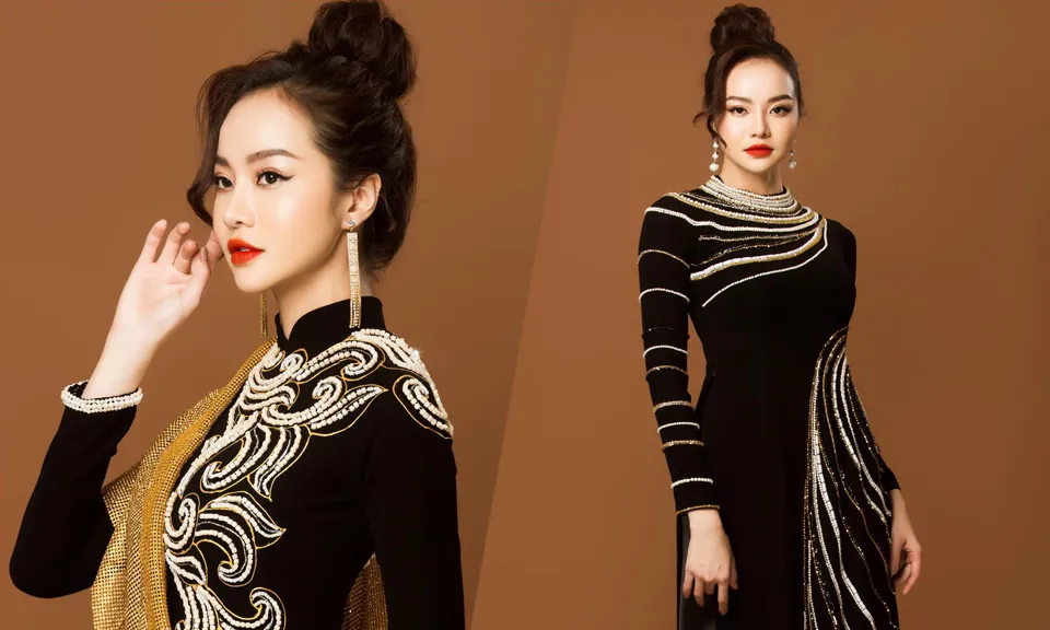 Áo dài màu đen peplum hoặc cách tân cho mẹ cô dâu