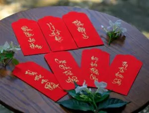 Bao lì xì Thư pháp viết câu đối