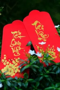 Chữ Thư pháp đẹp được viết trên bao lì xì