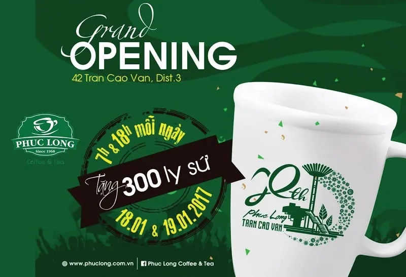 Bố cục cơ bản gồm đầy đủ logo, tiêu đề, chương trình ưu đãi và thông tin liên hệ