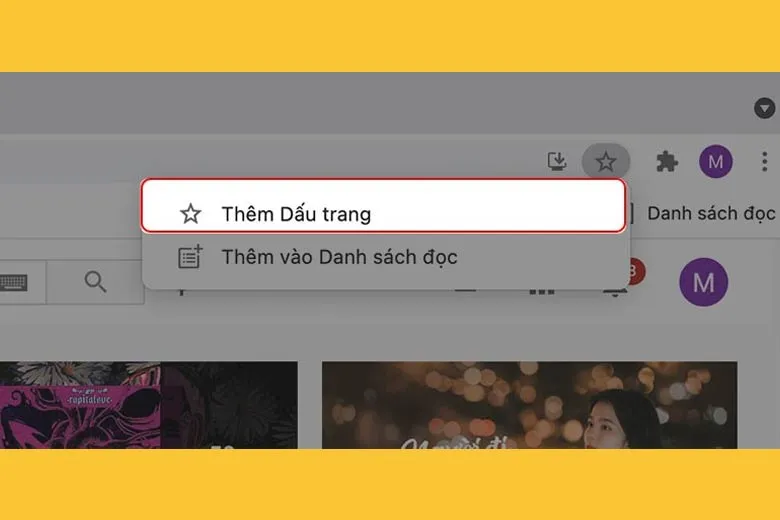Bước 2: Nhấn vào biểu tượng ngôi sao để thêm dấu trang.