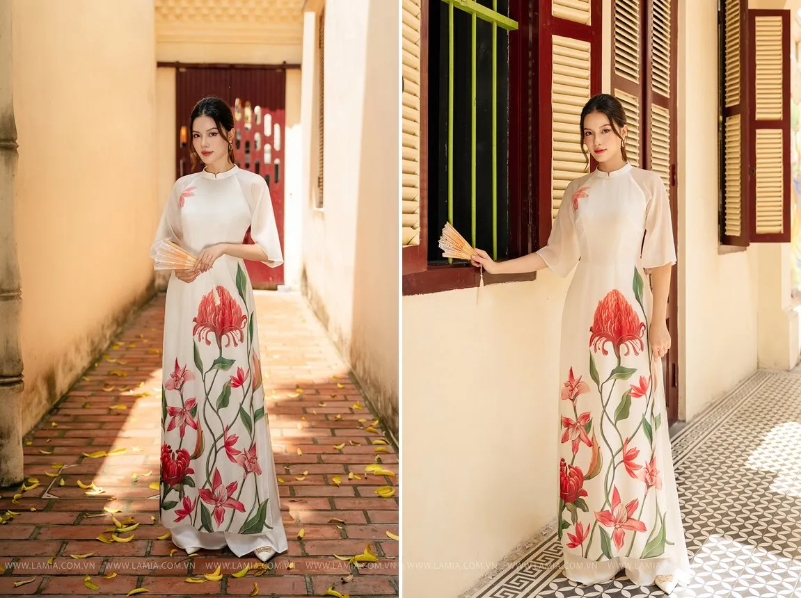 cách để tay khi chụp áo dài