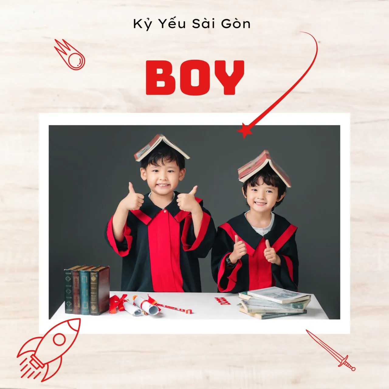 Tập thể lớp mầm non chụp ảnh kỷ yếu trong phòng học đầy màu sắc