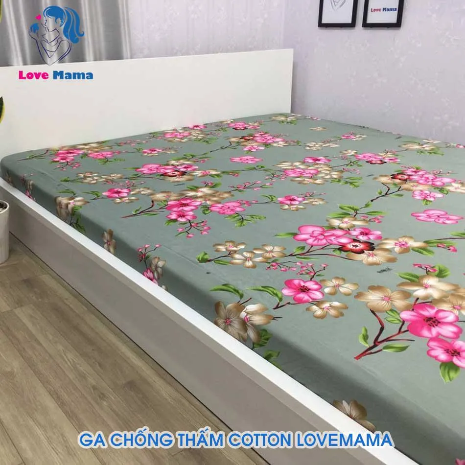 Mẫu ga chống thấm nền xám điểm xuyết hình hoa đào mềm mại