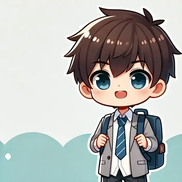 Hình chibi nam học sinh cấp 2 đơn giản
