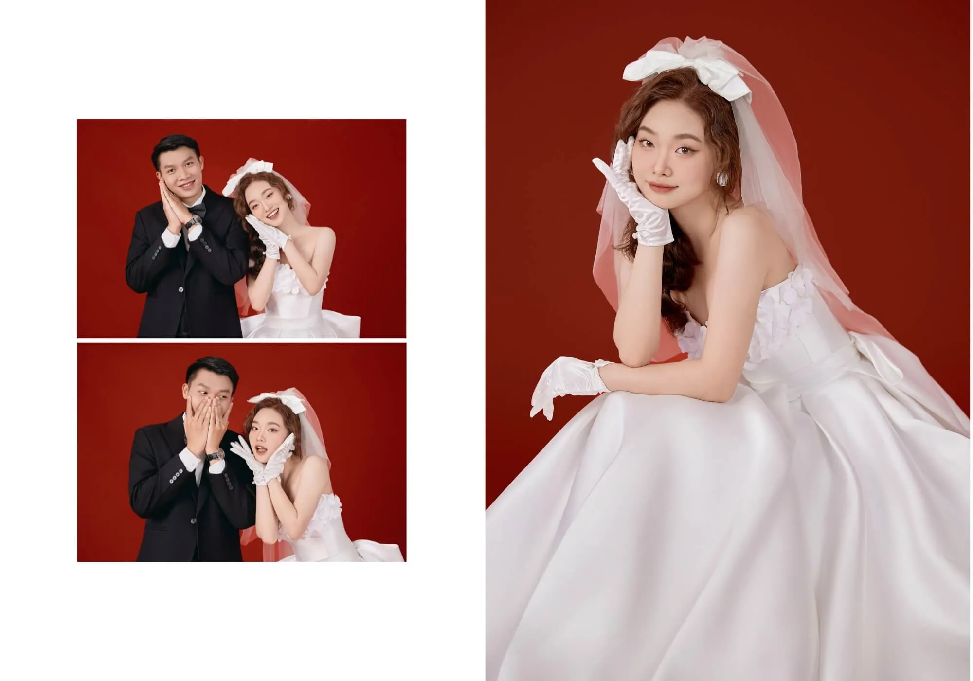 Phông ảnh cưới studio màu đỏ rực rỡ, tượng trưng cho tình yêu nồng cháy