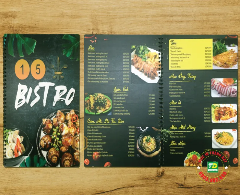 Menu nhựa PVC bền đẹp, chống thấm nước