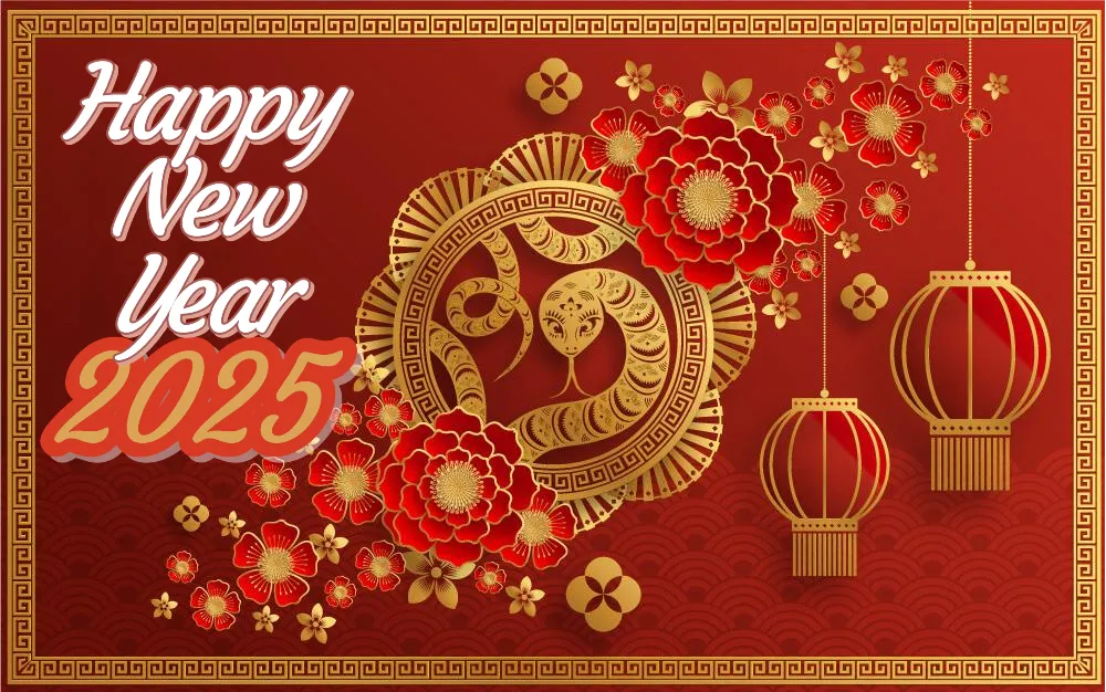 Thiệp chúc mừng năm mới 2025 với hình ảnh rồng