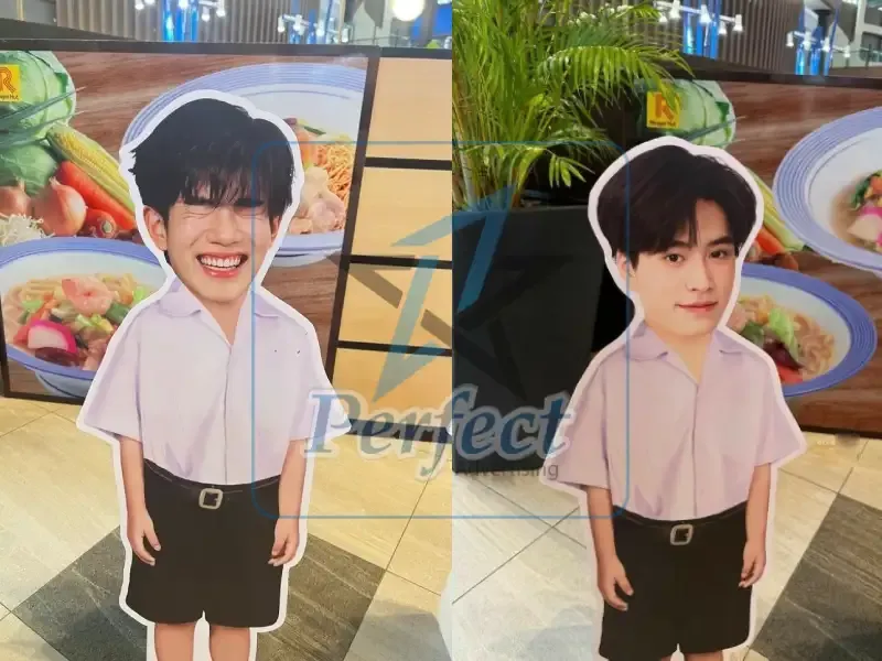 Mẫu standee hình người kích thước nhỏ đặt tại quầy hàng siêu thị