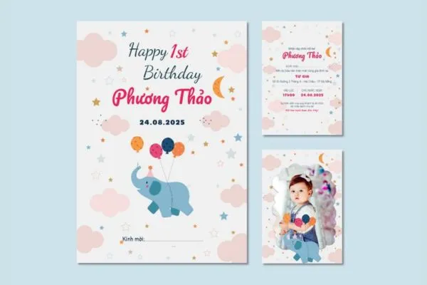 Mẫu thiết kế thiệp thôi nôi theo phong cách khác nhau