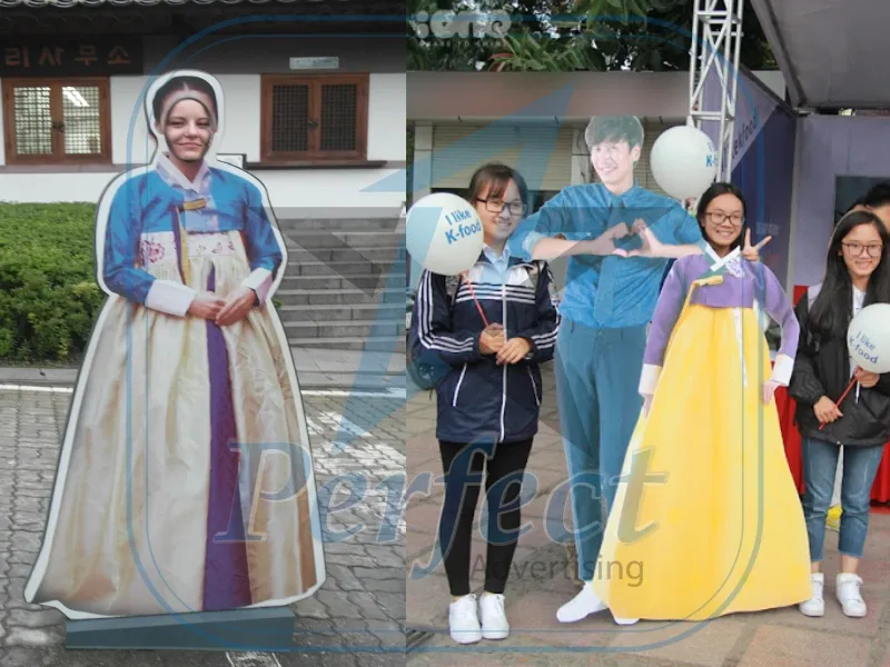 Ứng dụng standee hình người trong trưng bày sản phẩm, quảng cáo tại cửa hàng