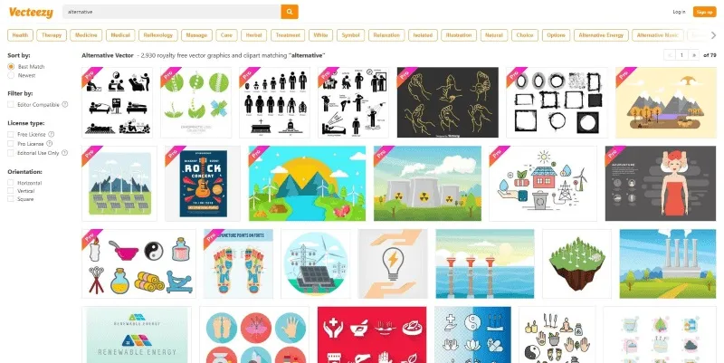 Giao diện và kho ý tưởng trên nền tảng thiết kế banner Vecteezy