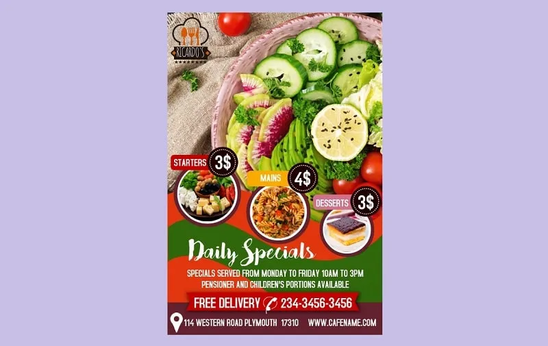 Poster đồ ăn với font chữ đẹp