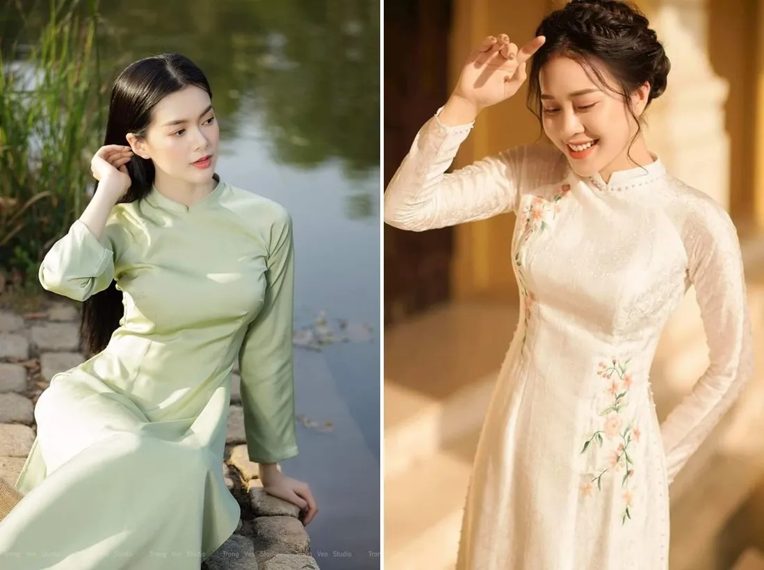 tạo dáng áo dài vén tóc
