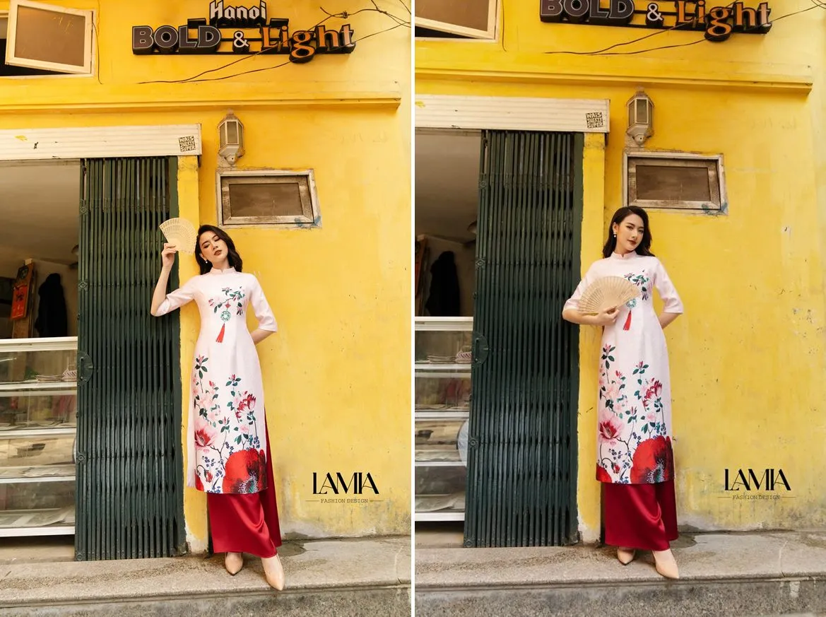 tạo dáng áo dài Tết