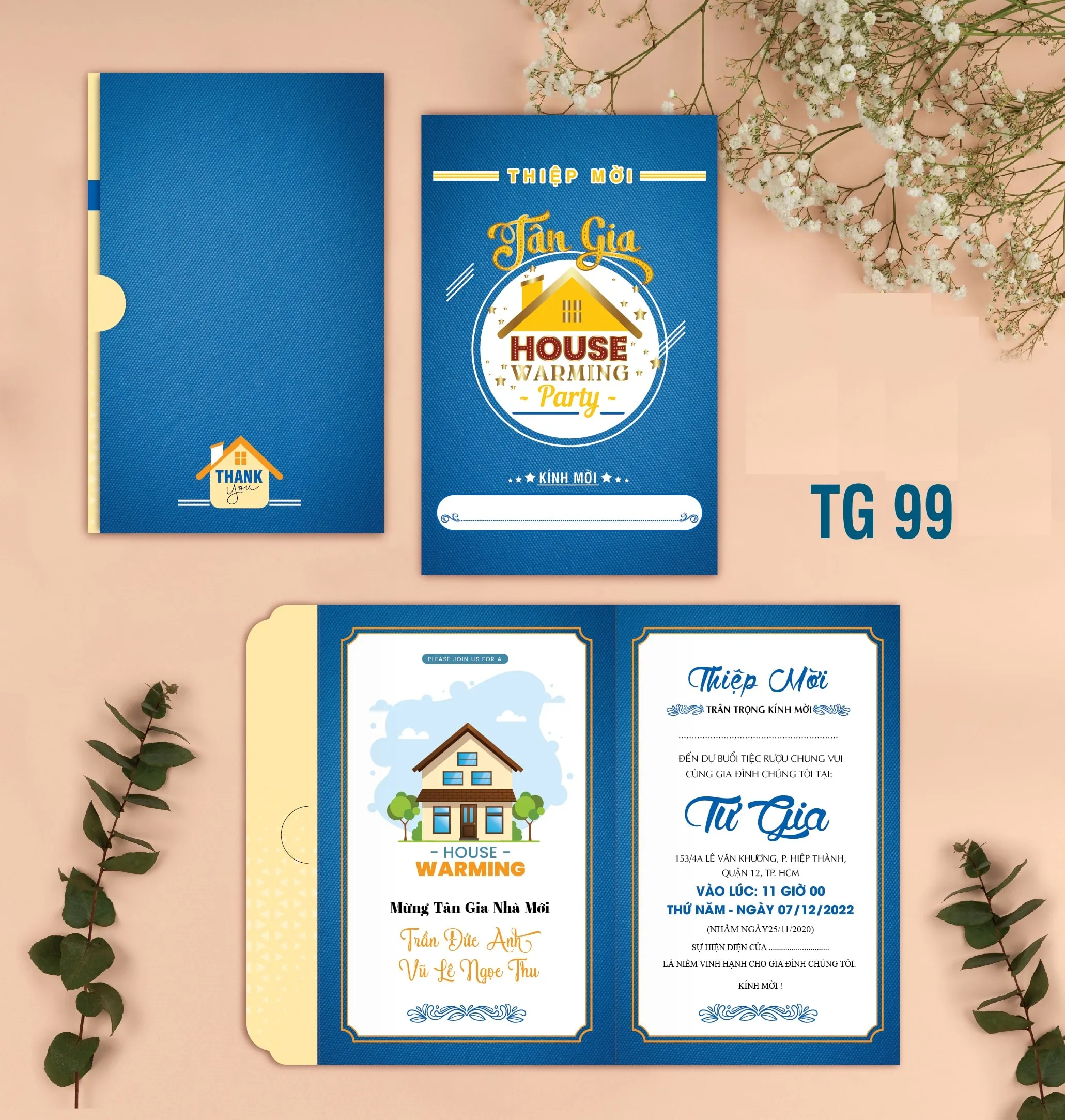 Thiệp mời tân gia đơn giản, hiện đại
