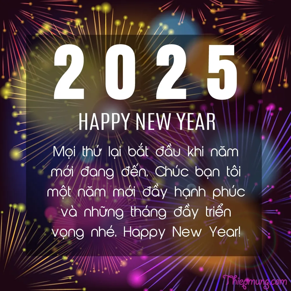 Mẫu thiệp chúc mừng năm mới 2025 với lời chúc phúc