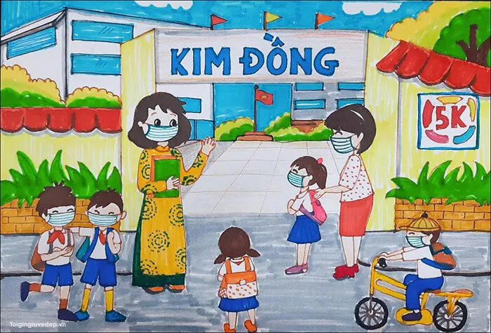 Top mẫu tranh 20-11 đẹp về chủ đề thầy cô và học trò