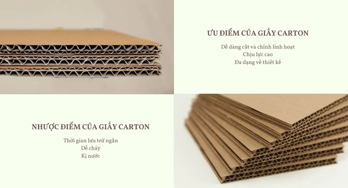 Ưu và nhược điểm của giấy carton