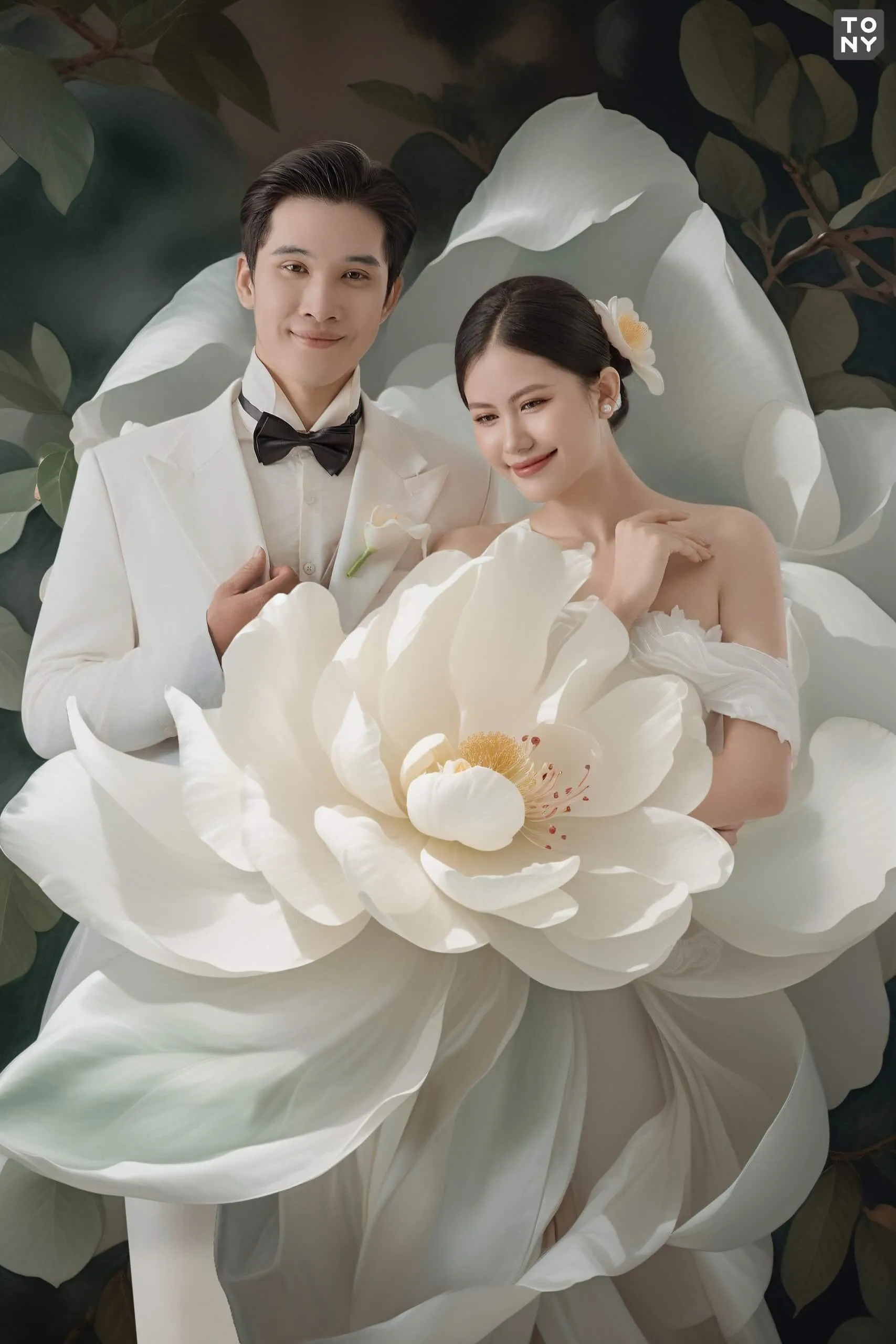 Tạo dáng chụp ảnh cưới đẹp trong studio hiện đại