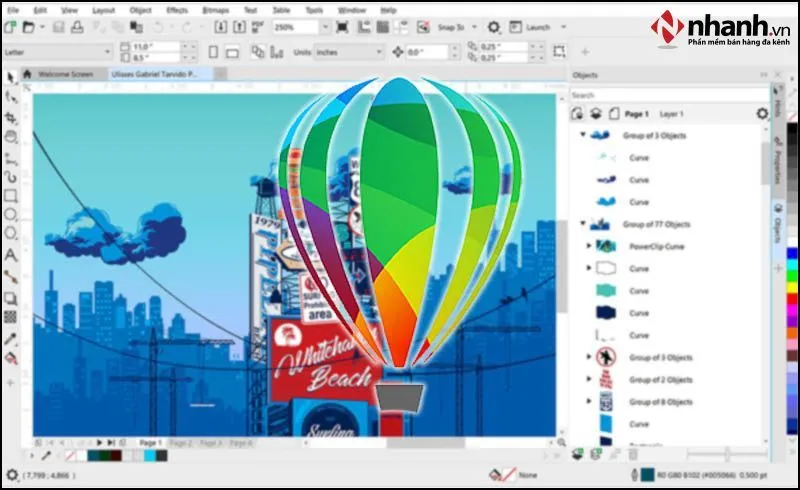 Giao diện và công cụ cơ bản trên phần mềm Corel