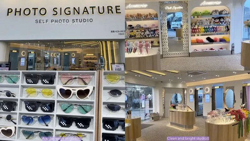 Bên trong Photo Signature với không gian thoáng đãng và phụ kiện chụp ảnh đa dạng