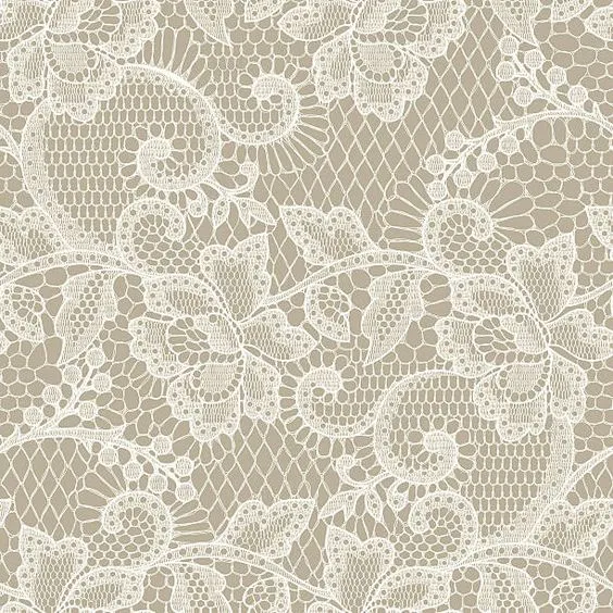 Vải ren (lace) màu trắng với hoa văn tinh xảo, chất liệu vải mỏng manh, nữ tính, thường dùng trang trí