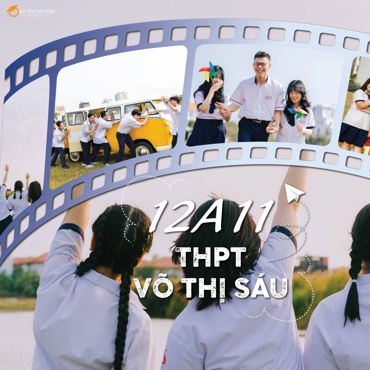 Nhóm bạn chụp ảnh kỷ yếu concept Thanh Xuân tại trường học, đầy sức sống