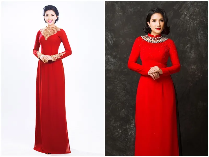 mẫu áo dài trung niên cho mẹ chồng đẹp