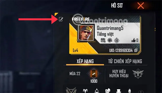 Chỉnh sửa thông tin người chơi Free Fire để đổi chữ ký màu