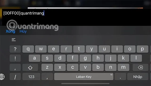 Nhập mã màu Free Fire và nội dung vào ô chữ ký