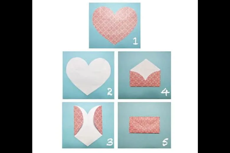 Vẽ, cắt hình trái tim và gấp hai bên mép giấy