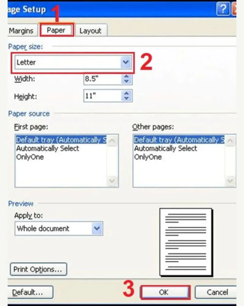 Giao diện chọn khổ giấy A4 trong phần Layout (Bố cục) của Word