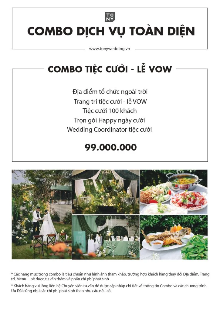 Chi tiết gói combo tiệc cưới tiêu chuẩn