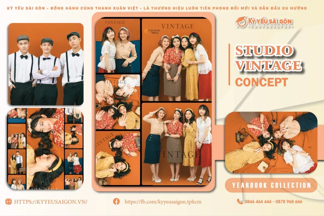 Chụp ảnh kỷ yếu concept Vintage với trang phục và phụ kiện cổ điển