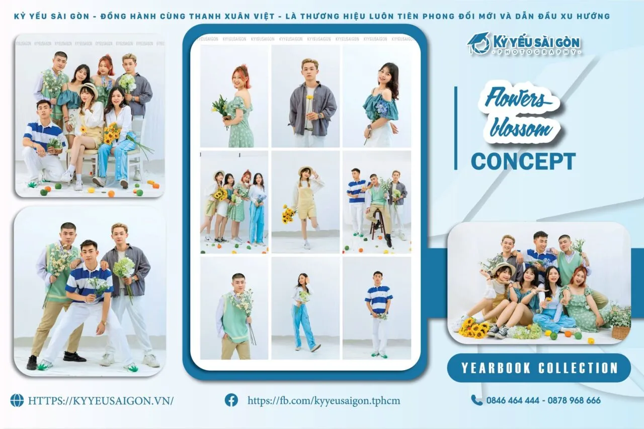Chụp ảnh kỷ yếu concept Flowers tại vườn hoa, trang phục nhẹ nhàng
