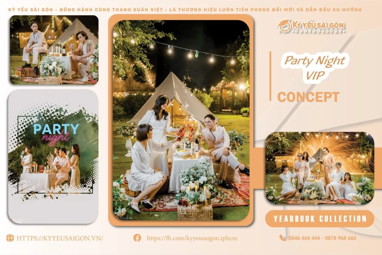 Bộ ảnh kỷ yếu concept Party Night với đèn, bóng và trang phục lấp lánh