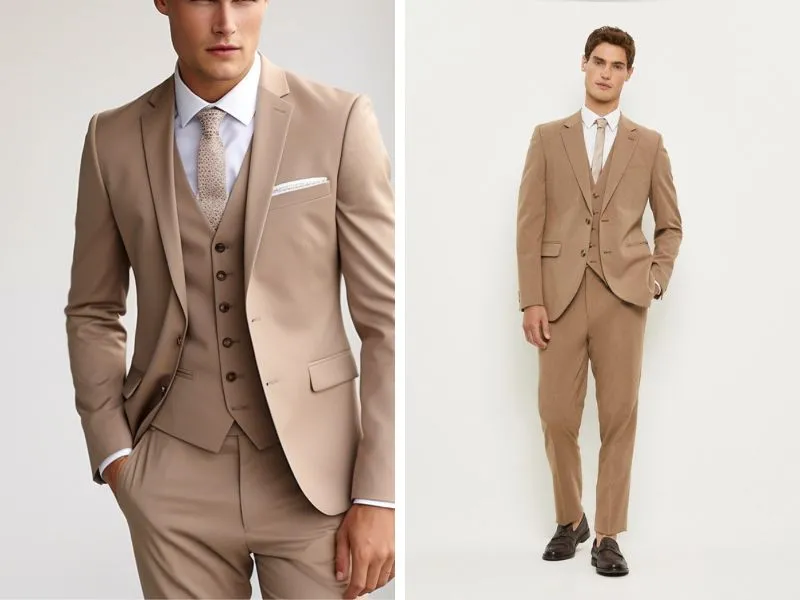 Áo vest chú rể màu nâu sáng