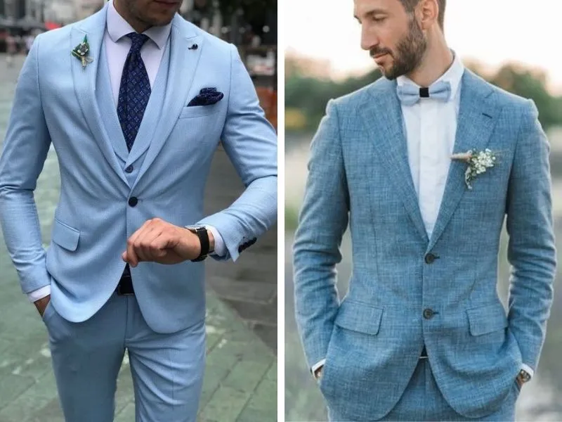 Mẫu suit chú rể màu xanh da trời trẻ trung
