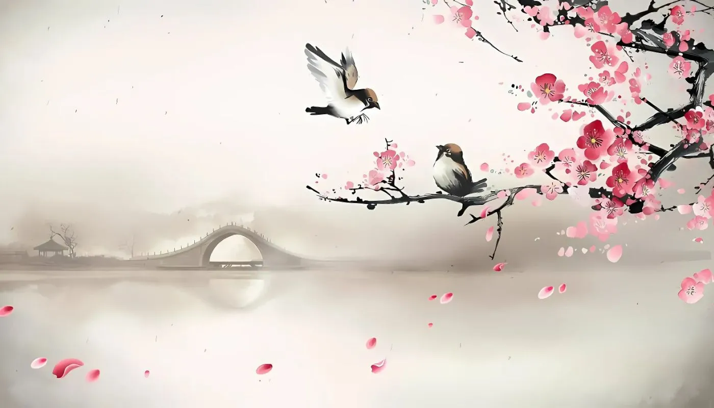 Nền hoa đào hồng lãng mạn cho máy tính