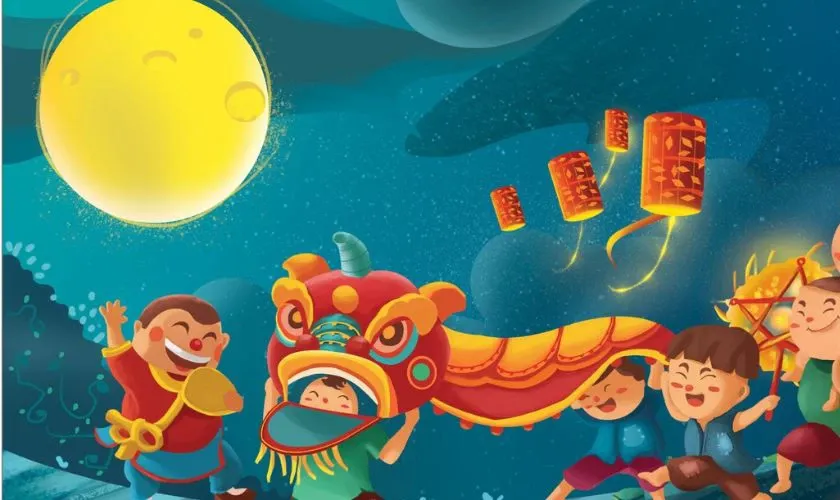 Ánh trăng Trung Thu lung linh phản chiếu trên mặt nước