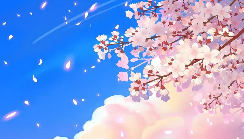 Hình ảnh hoa đào theo phong cách anime