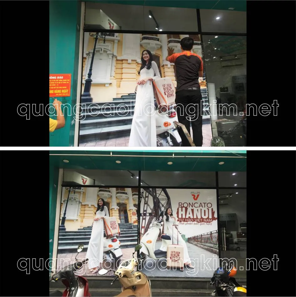 Chất liệu decal mờ được dán trên vách kính văn phòng